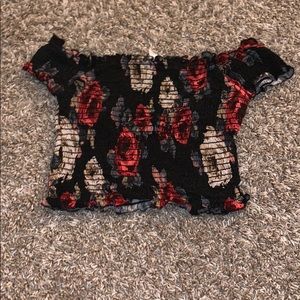 Red off the shoulder crop top